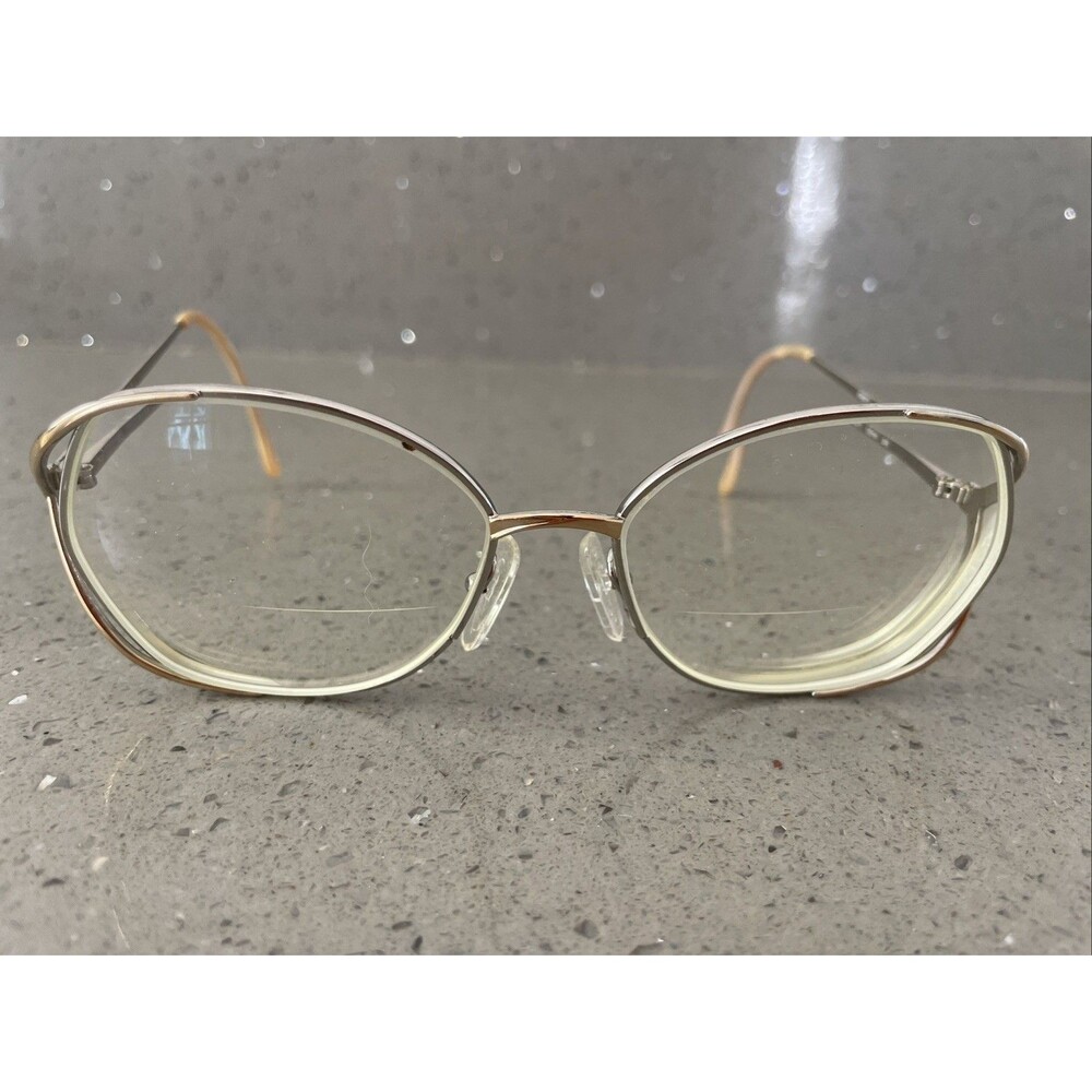 Vintage L'amy Kristy Eyeglasses Frames ONLY Gold Full Rim Square 54-16 125